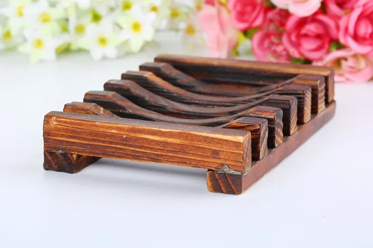 Natural Bamboo Soap Box Dishes Bath Soap Holder Wooden Case Tray Mildew Resistant Drain Bathroom Washroom Accessory