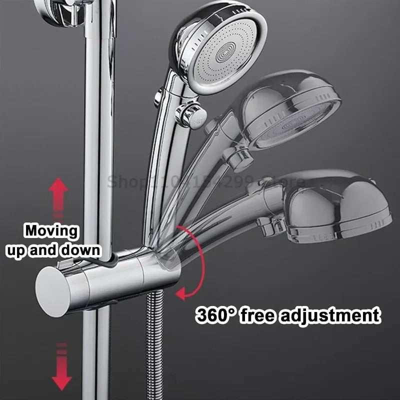 Universal Shower Head Holder Adjustable Showers Head Holder Clamp with Rotation for Bathroom Rail Mounting Shower Head