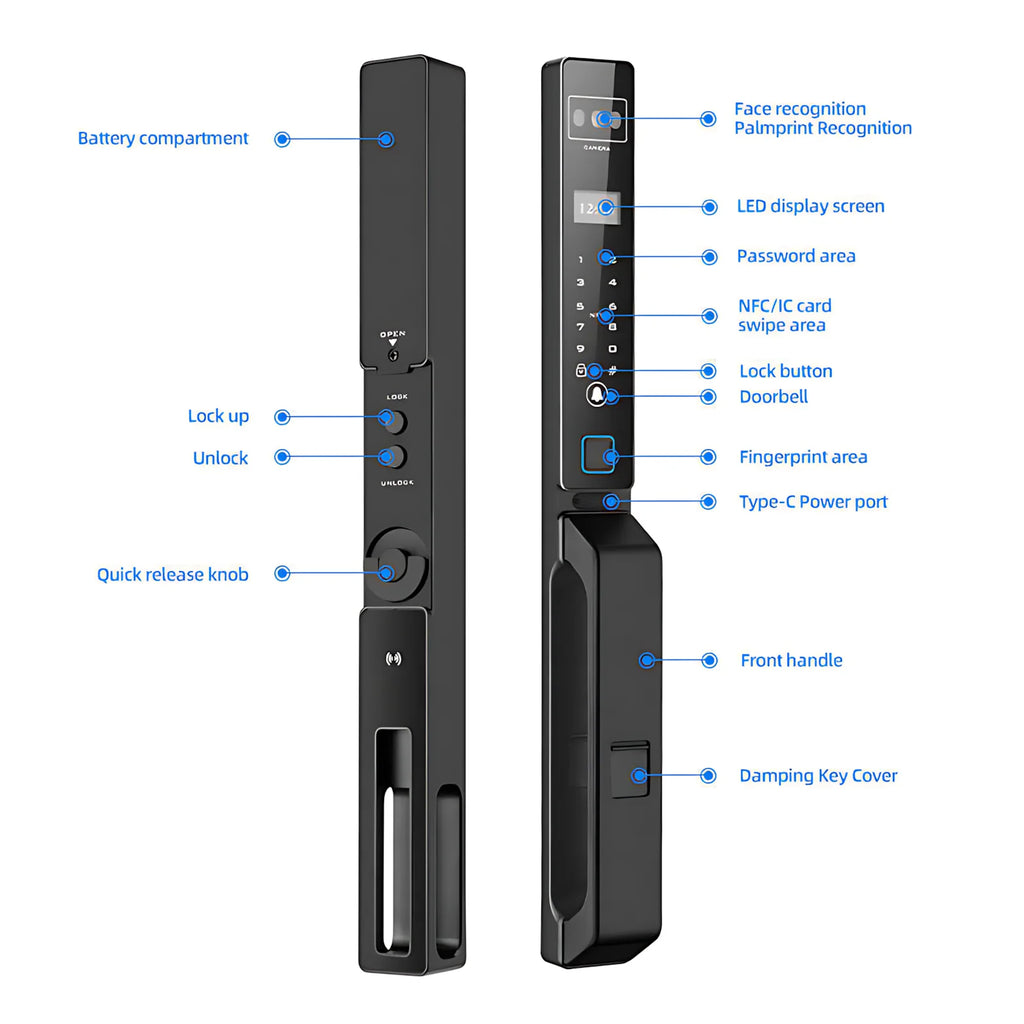 3D Face ID Smart Door Lock Tuya WiFi Camera Waterproof Cerradura Inteligente for Aluminum Wood Gate Y03