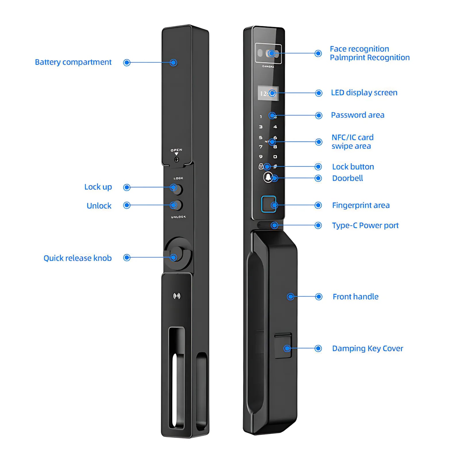 3D Face ID Smart Door Lock Tuya WiFi Camera Waterproof Cerradura Inteligente for Aluminum Wood Gate Y03