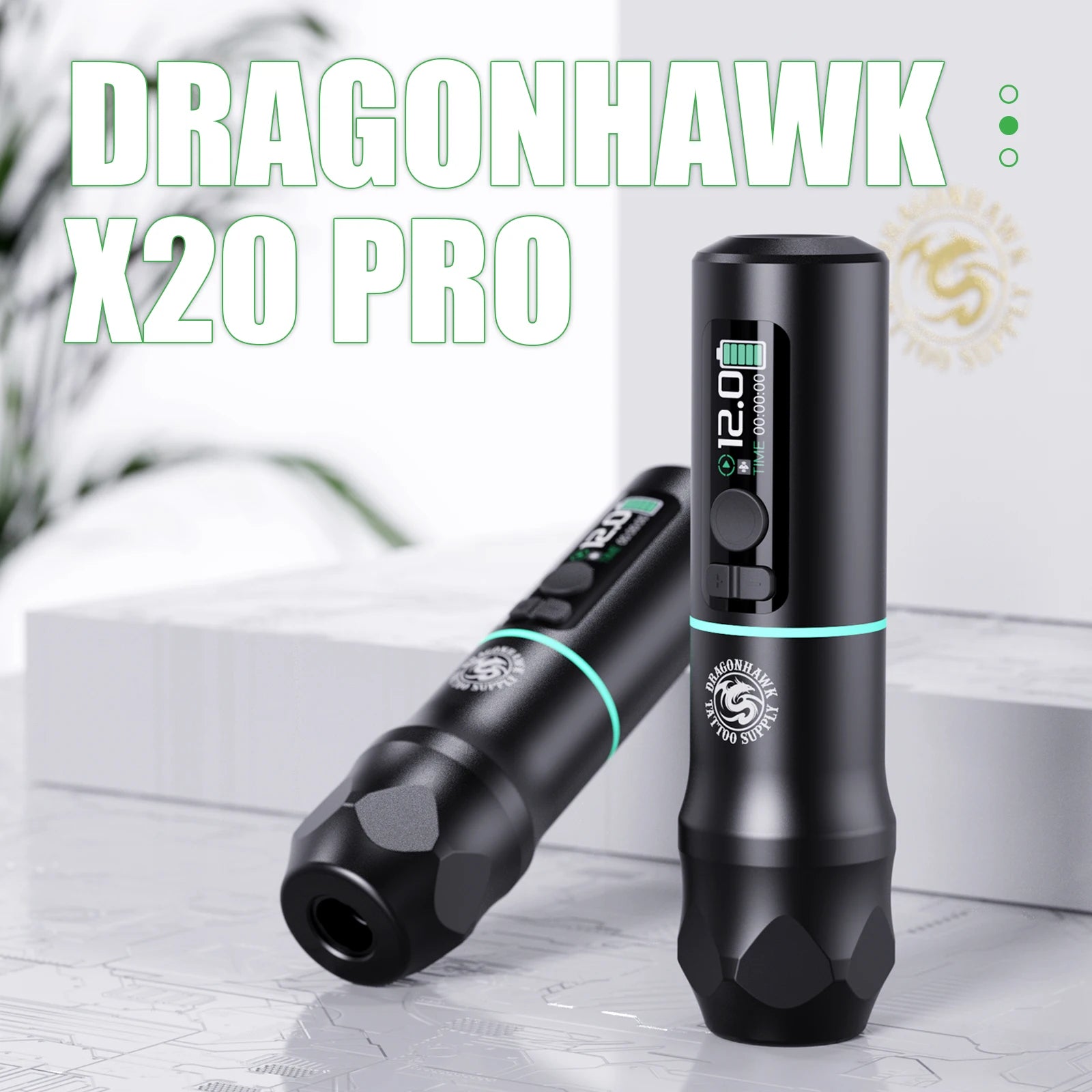 Dragonhawk X20 Pro Wireless Tattoo Pen HD Color Screen Replaceable 2000mAh Battery 3.5mm Stroke For Lining Shading Coloring