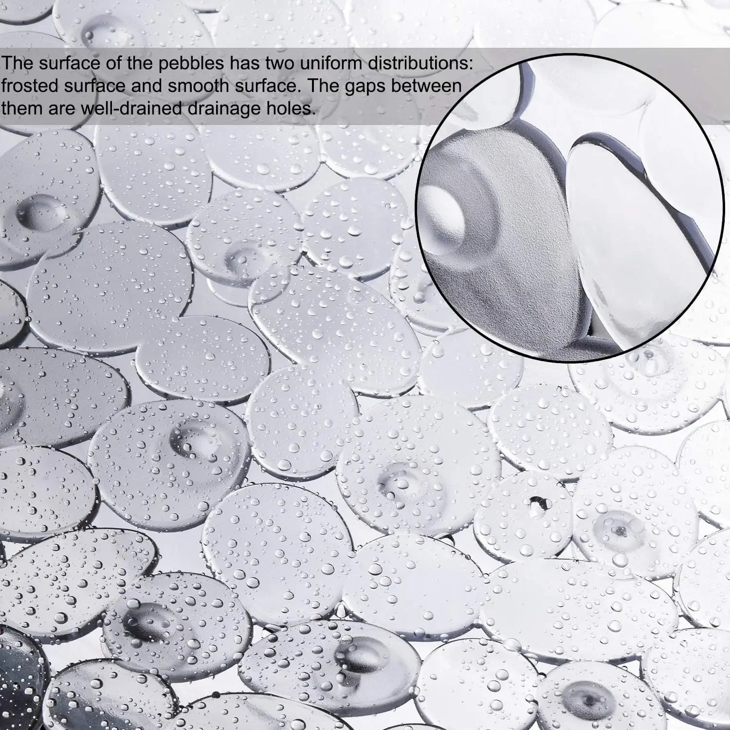 Premium Transparent Non-Slip Shower Mat 20.5x21 PVC Bathtub Mat with Strong Suction Cups Pebble Texture Quick Drain Holes