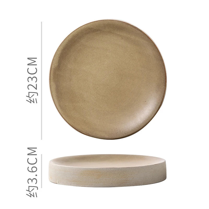 Vintage Round Ceramic Plate Creative Dessert Dim Sum Plate Pastry Plate Steak Plates Sushi Plates Molecular Cuisine Tableware