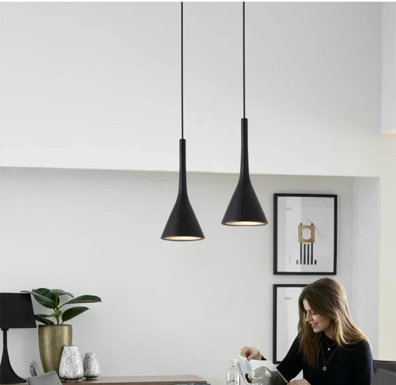 Modern LED pendant light in black and white E27 bedroom table dining room hanging light lampshade home cabinet suitable for