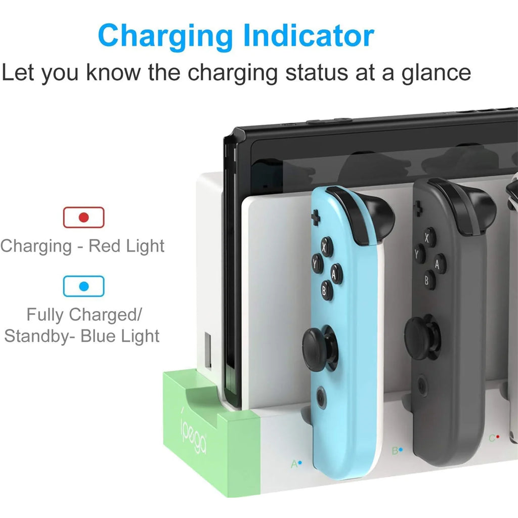 IPEGA PG-9186 Charging Dock Station for Switch&OLED - Charges Up To 4 Controllers, Compatible with Switch and OLED Model