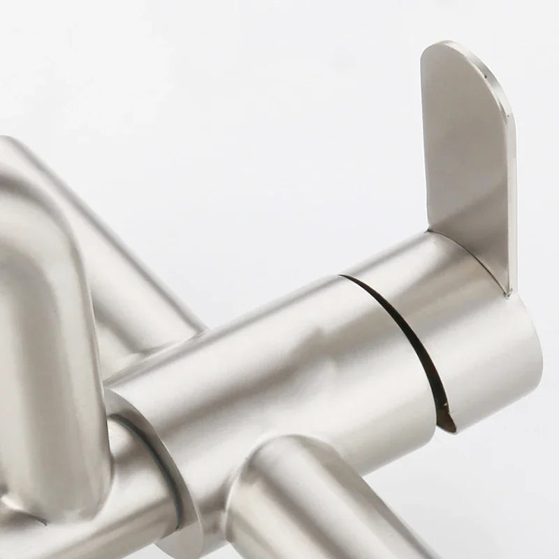Stainless Steel Shower Mixer Faucet Shower Diverter Wall Mounted Bathroom Fixtures Ceramic Valve Core Universal Hot Cold Tap