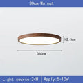 Modern Wood Grain LED Ceiling Light Ultra-Thin Walnut Wood Ceiling Lamp Bedroom Bathroom Living Room Kitchen Home Decor Lighting