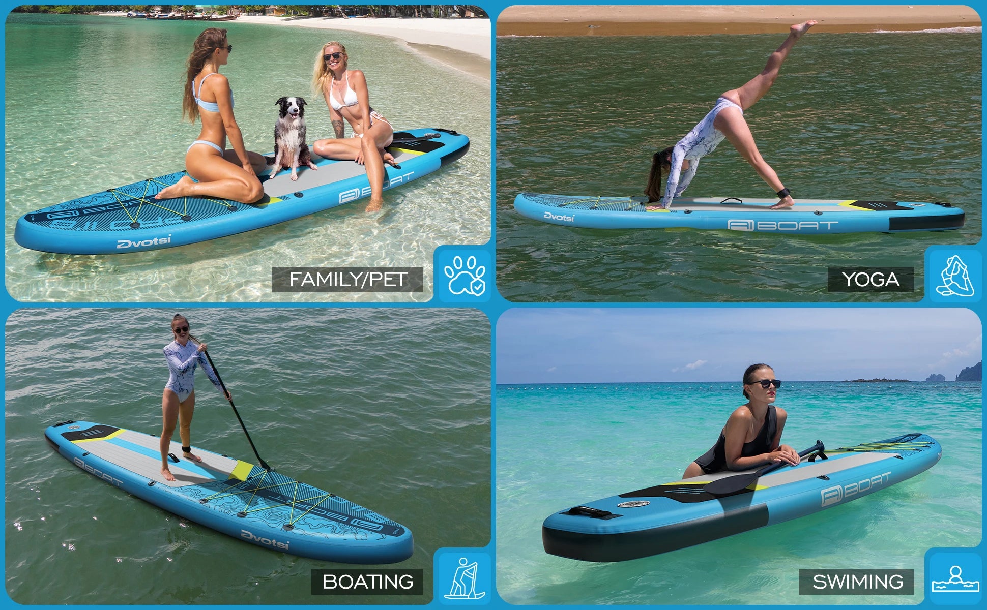 AIBOAT Blue Pro SUP Waterproof Inflatable Paddle Board 11'6''x35''x6'' Adult Standing Style Aquatic Fishing With Accessories SUB