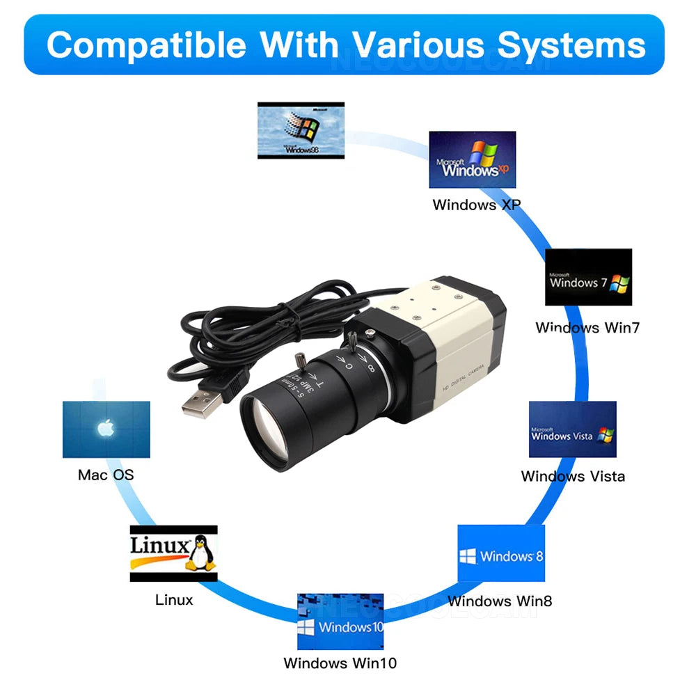 Industrial 4K 30fps CCD IMX415 HD USB Webcam 2K F5253 Sensor PC Video Usb Camera UVC OTG With 3MP 5-50mm Varifocal Zoom Lens