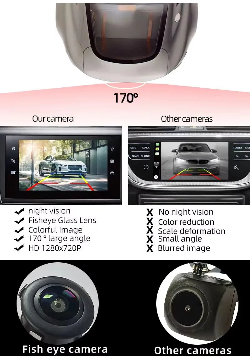 1080P AHD Car Rear View Camera Waterproof HD Night Vision Golden glass fisheye lens Reverse Backup Camera for Universal Vehicle