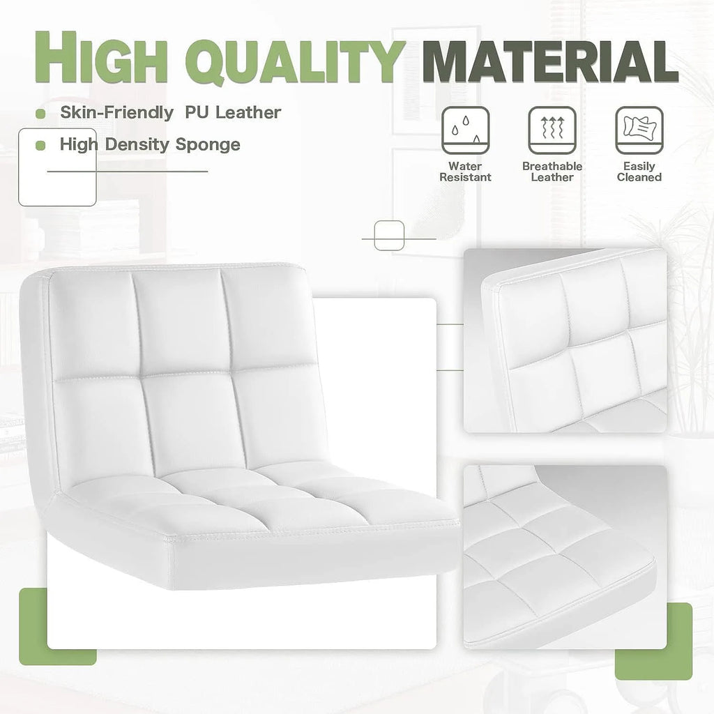 Furmax Set of 2 Modern PU Leather Swivel Adjustable Hydraulic Bar Stools White