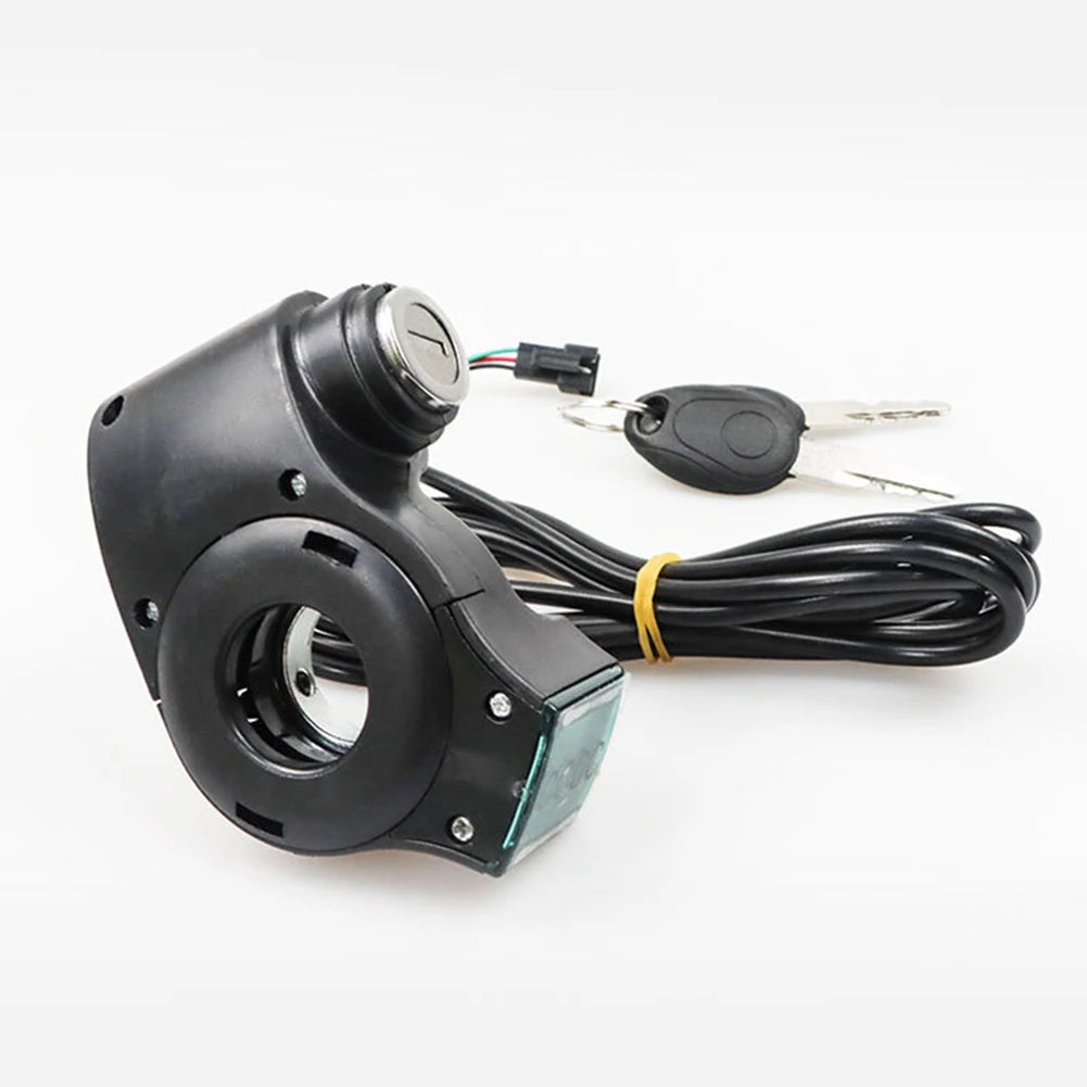 E-Bike Thumb Throttle With Key Lock And Battery Level Display 24V-72V Electric Scooter Grip 7/8 Inch Handlebar Twist Accelerator