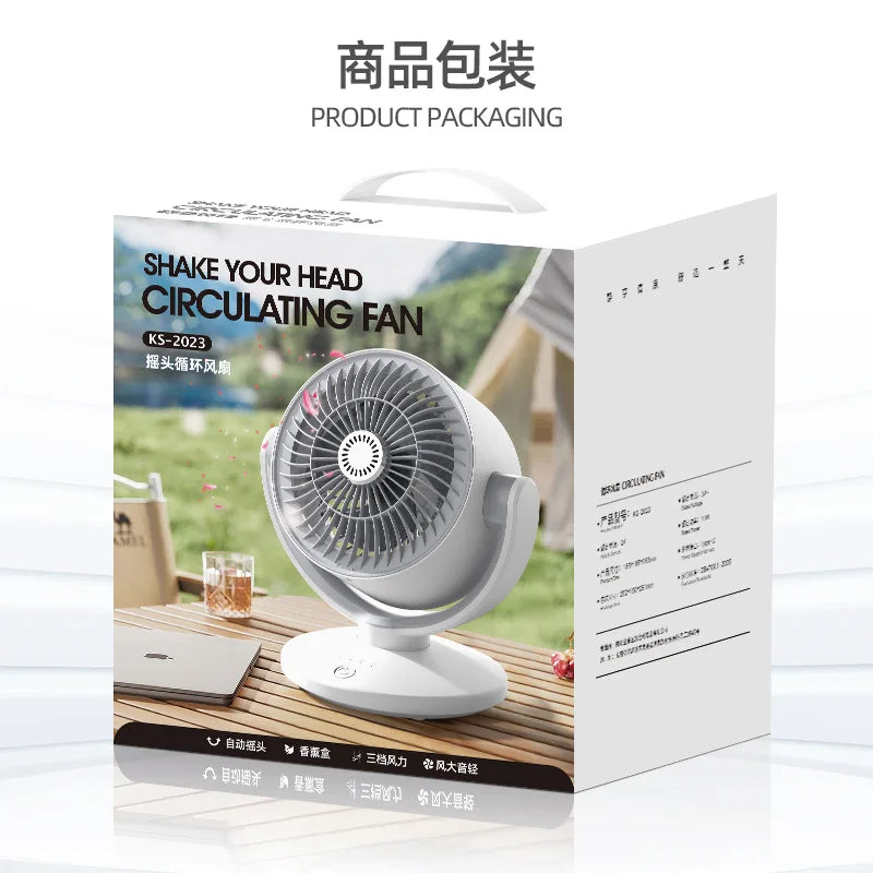 Air Circulator Fan, Household Electric Fan, Desktop Portable Oscillating Low Noise Fan for Student Dormitory and Office