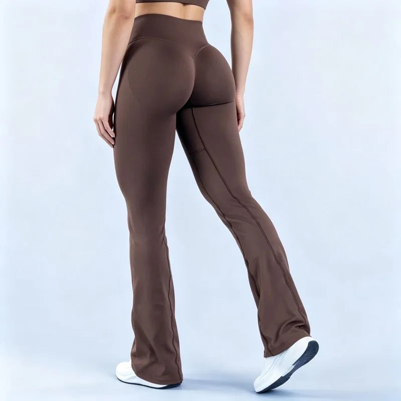 Women V Cross Waist Flare Leggings Seamless Butt Lifting Bell Bottom Yoga Pants Gym Push Up Workout Fitness Flared Leggings