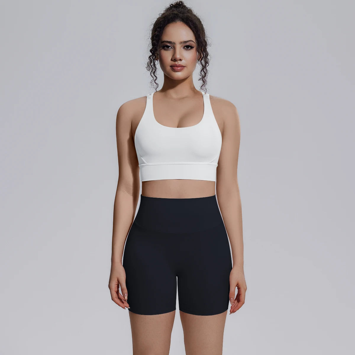 2PCS/set Yoga Set Summer Breathable Running Cycling Backless Sports Bra High Waist Peach Buttocks Fitness Shorts Gym Yoga Set
