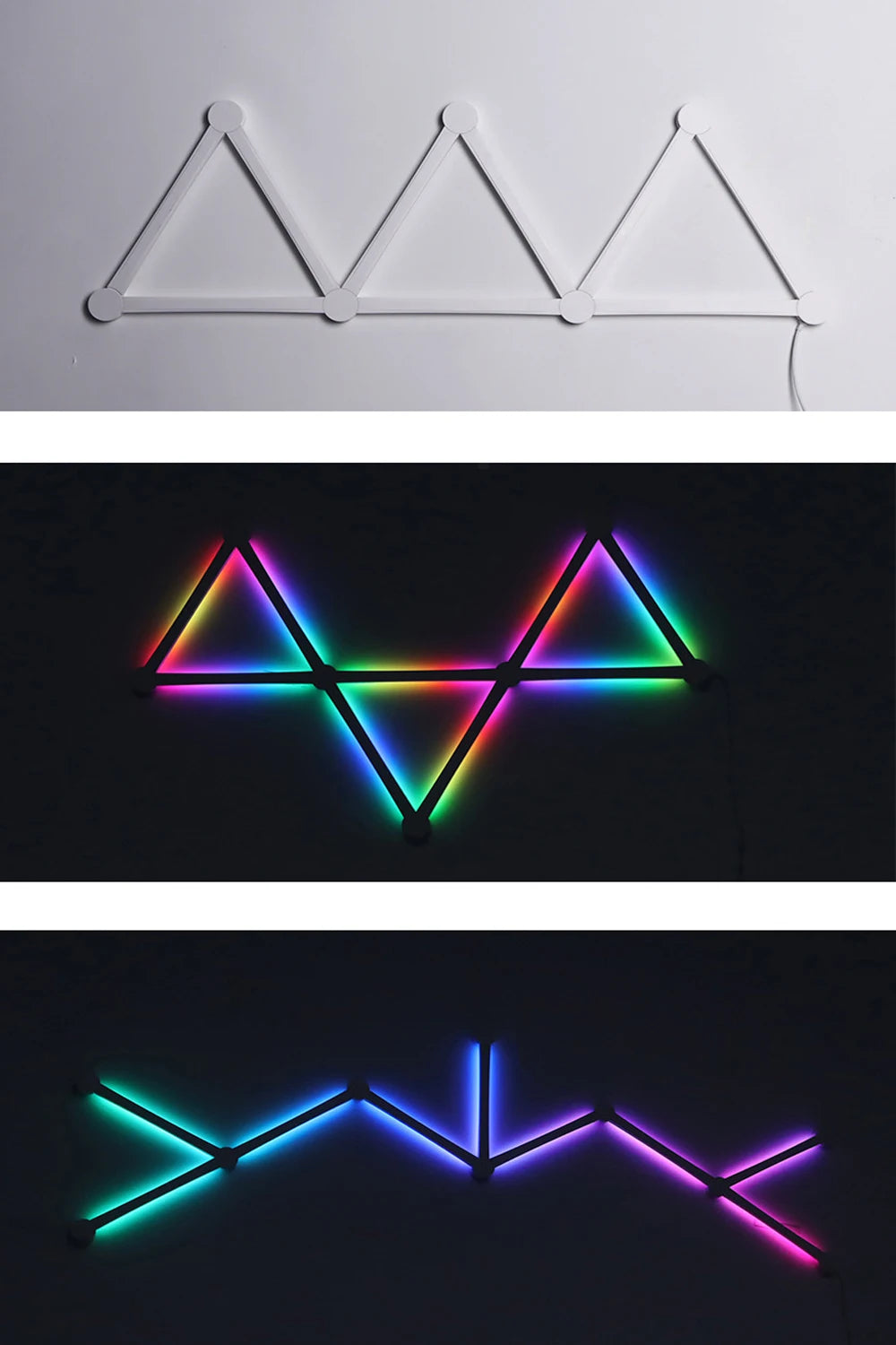 Smart WiFi Splicing Wall Light RGBIC Wall DIY Decorative Ambiance LED Night Light Dimmable For Game Room Bedroom TV Decoration