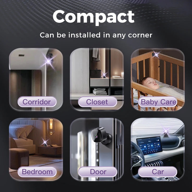 New Security Monitoring High Definition 4K 360 ° Rotating WiFi Mini Camera No Need for Plug in Night Vision Smart Home
