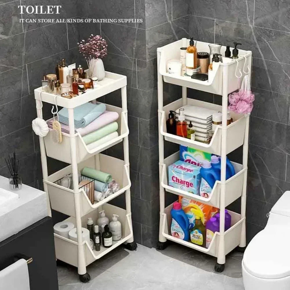 Home Trolley Bookshelf Kitchen Storage Rack Kitchen Corner Narrow Slit Storage Cabinet Bathroom Living Room Storage Rack