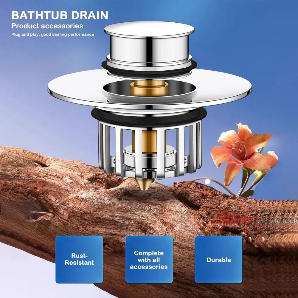 Universal Pop-up Bathtub Stopper Rustproof Anti-clogging Bathtub Drain Stopper Sturdy Drain Protector Drain Plug