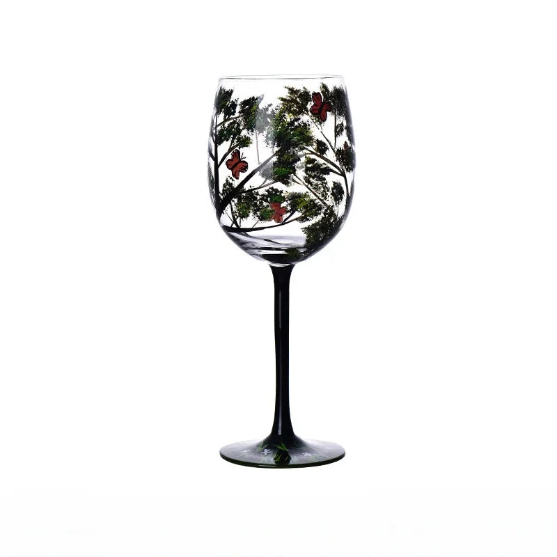 Creative Hand-Painted Crystal Goblet, Four Seasons, Wine Glasses, Drinking Glasses, Cocktail Glass
