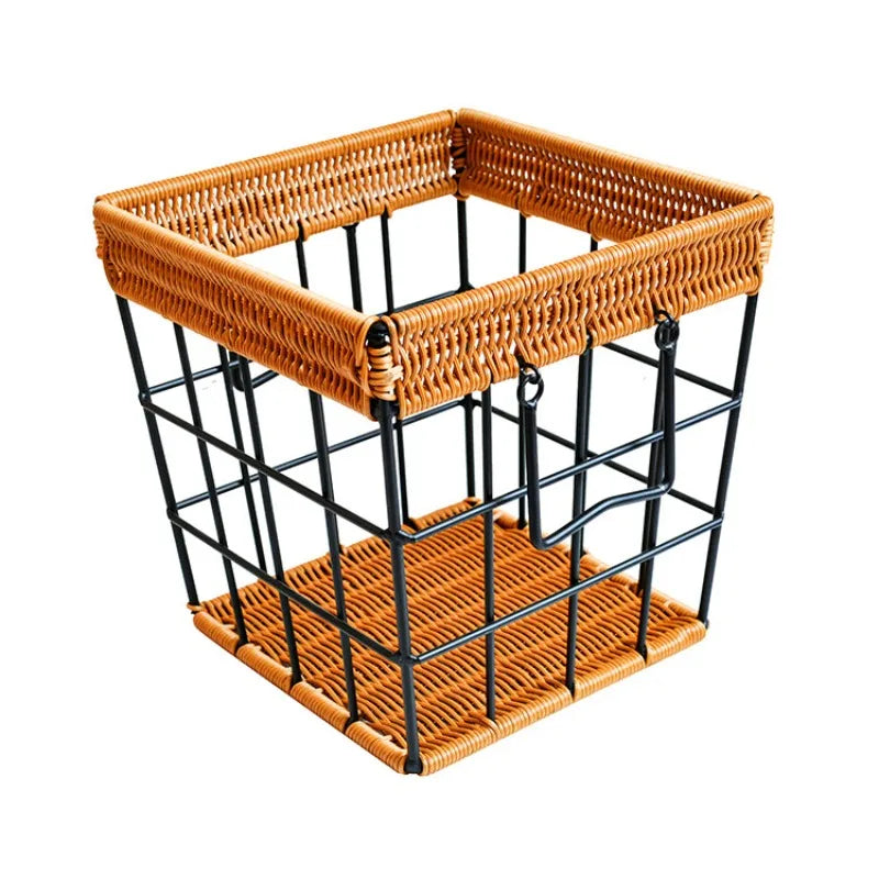 Anti-rust Iron Basket Woven Baguette Basket Cake Shop European Rattan Baking Baskets Baguette  Organizador Organizer Органайзери