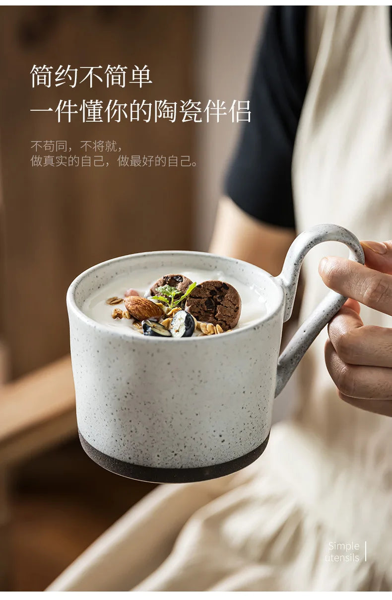 Creative Big Ear Design Ceramic Mug Large Capacity Coffee Cup for Home Use