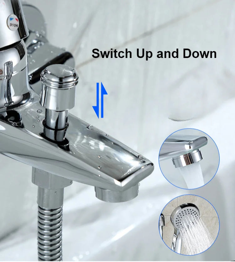 Chrome Plated Wall Mounted Hot and Cold Faucet with Adjustable Dual Nozzles Suitable for Bathroom Household Shower Mixer Tap