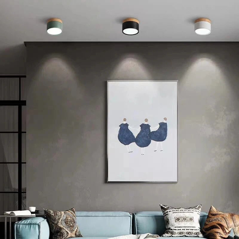 Led Ceiling Downlight Dimmable Surface Mounted Ceiling Lamp Wood Modern Light Spotlight Bedroom Living Room Homekit Bbulb AC220V