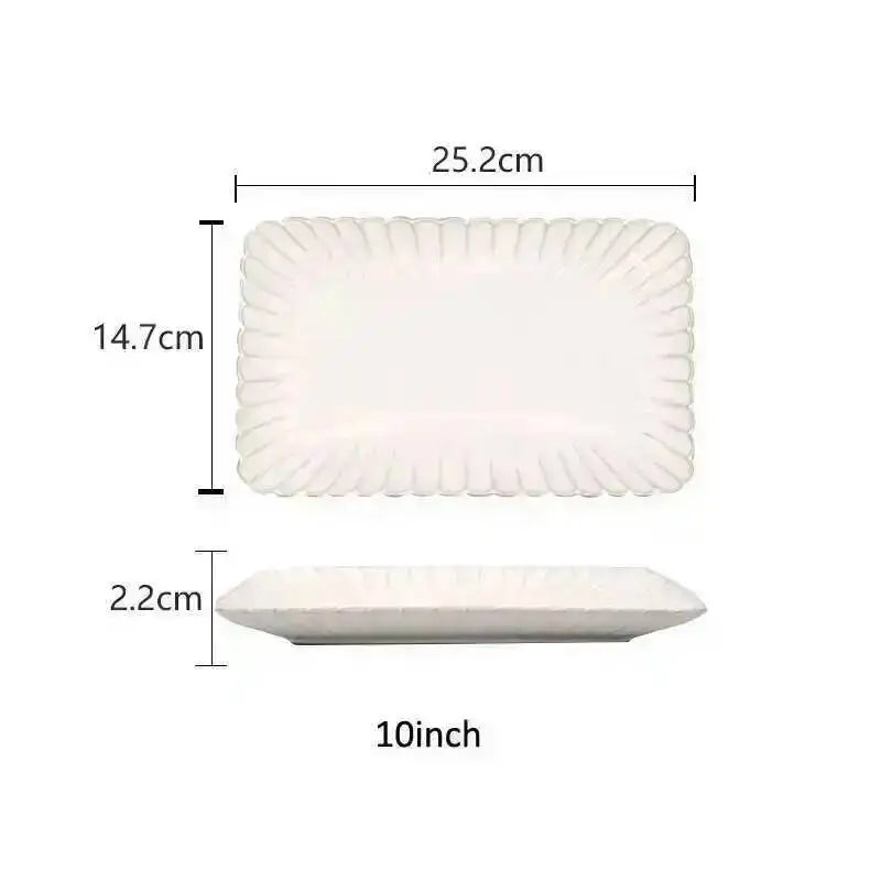Kiln Changing Japanese Dinner Plates Ceramic White Glaze Tableware Set Western Steak Dish Salad Bowl Spoon Home Hotel Dinnerware