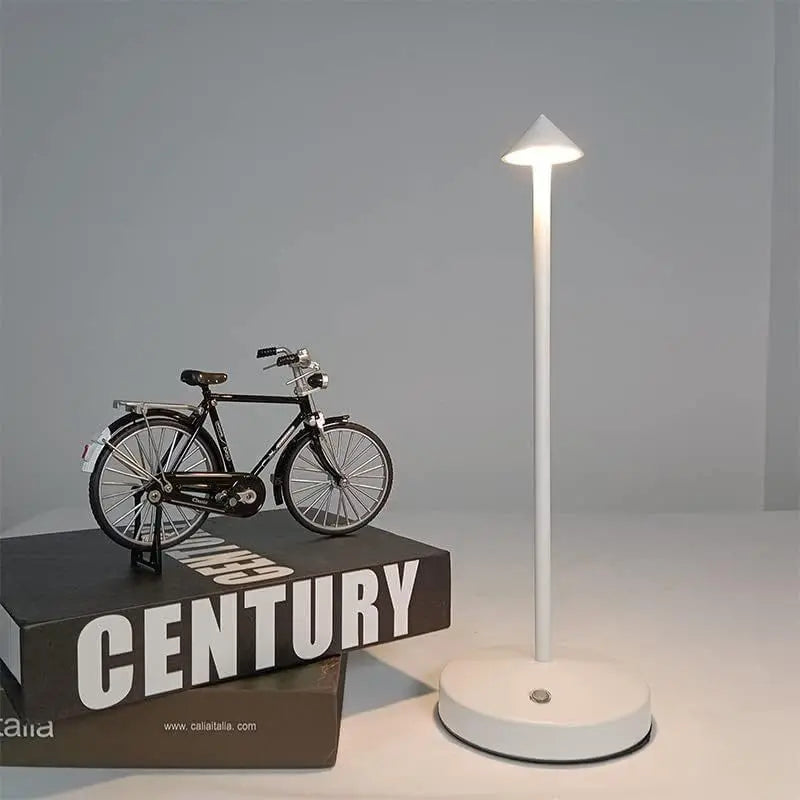 Modern Led Desk Lamp, Wireless, Adjustable Lighting, Dimmable, Touch Control, Rechargeable Lithium Battery, 800Mah, USB Powered, Button Control, Matte Plastic Metal Surface, Pointed Top, Solid Color, Dreamy Theme, Cute, Light