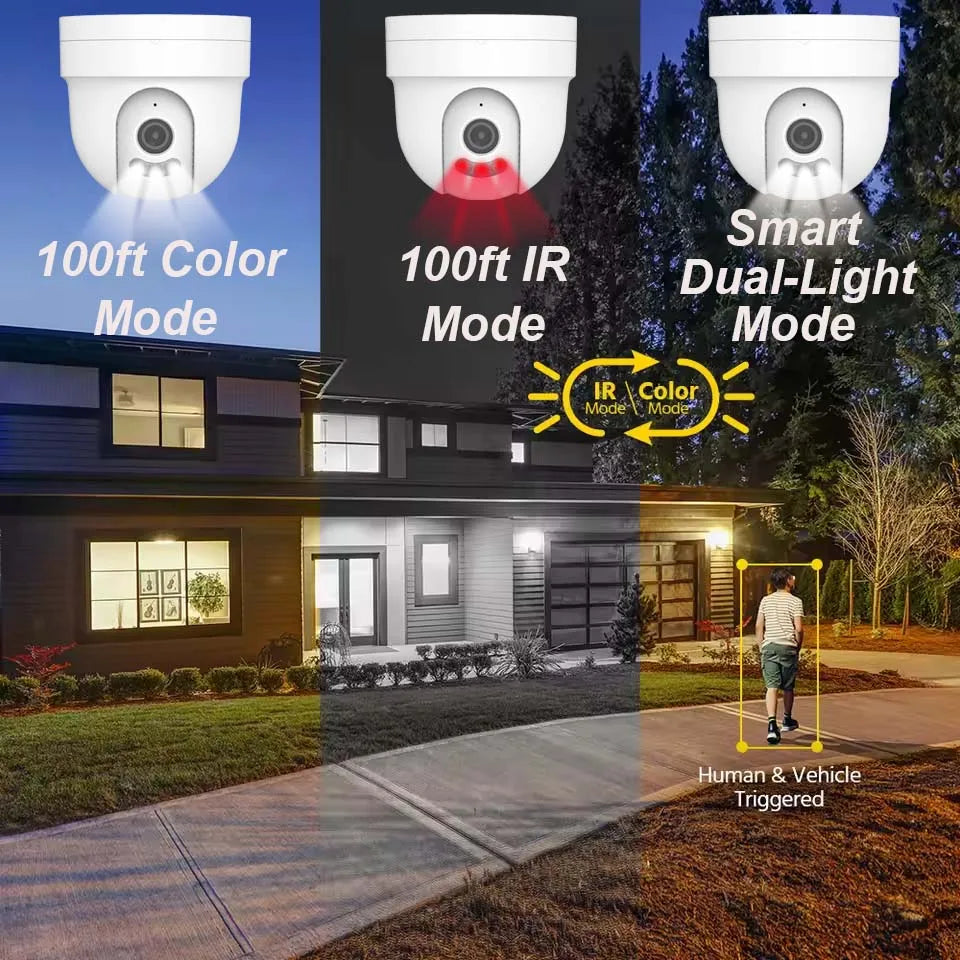 CCTV IP POE Security Dome Camera 4K 5MP 4MP Tow-way Talk Dual Light Video Humanoid Detection ONVIF NVR Surveillance Camera