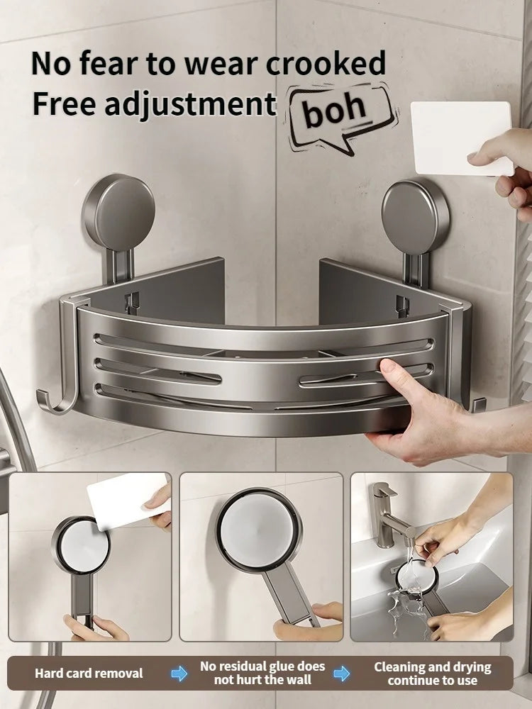 Bathroom Storage Shelf Suction Cup Perforation-Free Bathroom Triangle Toilet Wash Counter Corner Bathroom Storage Shelf