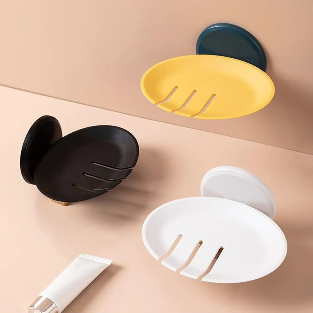 1Pc Bathroom Soap Dish Storage Basket Box Plastic Drain Holder Strong Wall Hanging Soap Box Punch-free