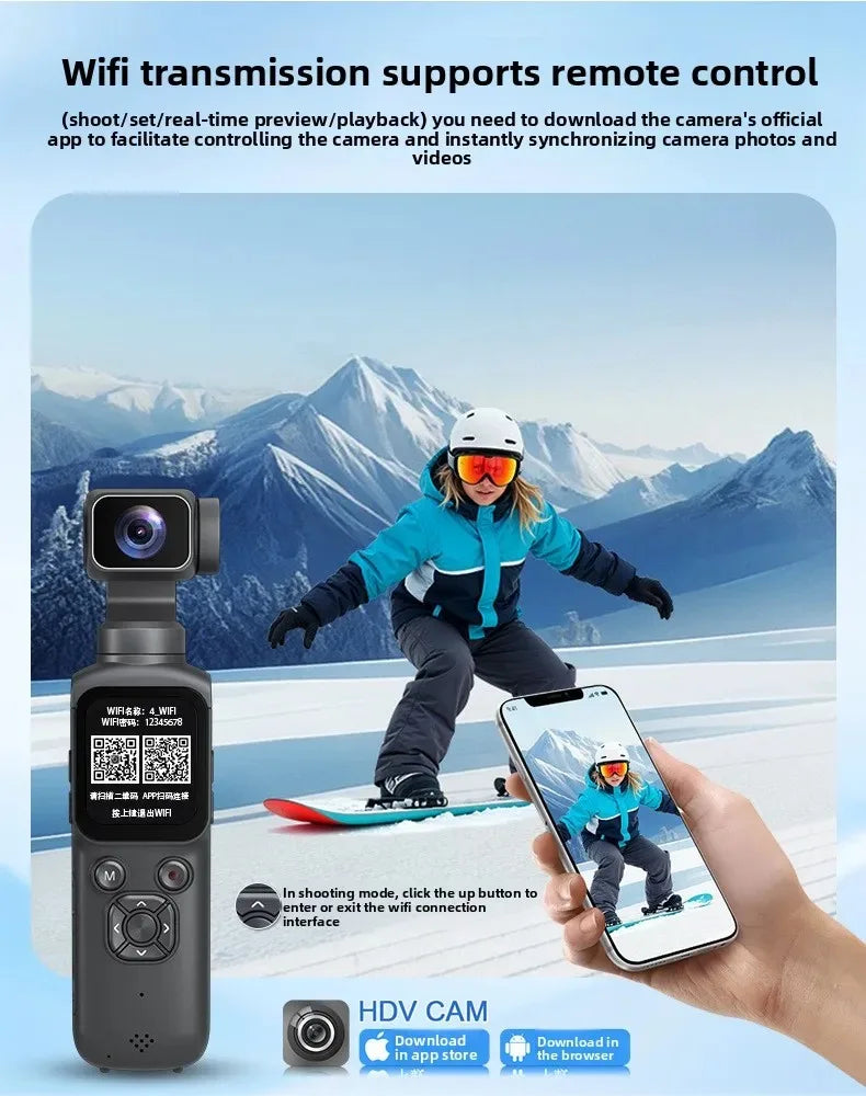 UHD 4K Action Camera With 330° Face Tracking Gimbal Stabilizer Pocket Camera for Vlog Outdoor Travel Handheld Video Recorder