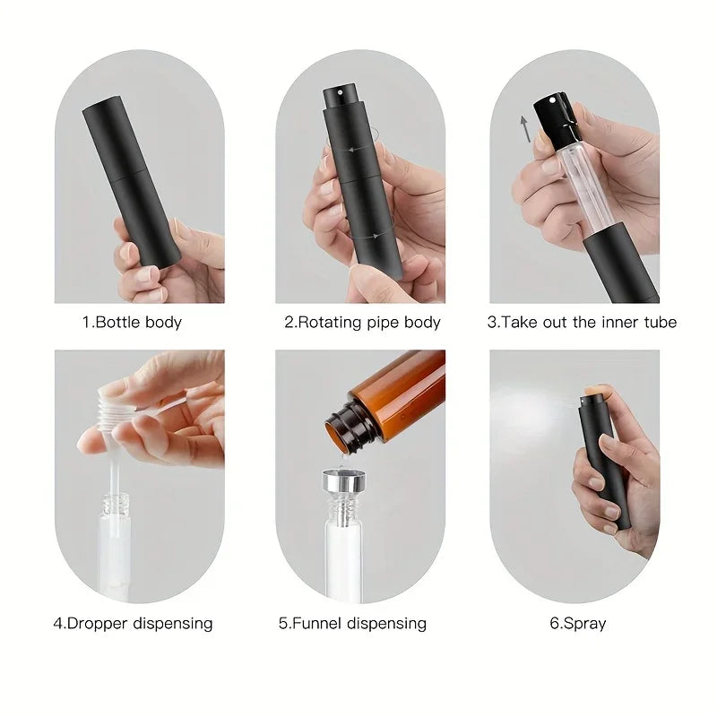 10 ml Travel Perfume Sprayer, Refillable Cologne Container, Empty Dispenser Sprayer for Mini Sprayer Size (Black
