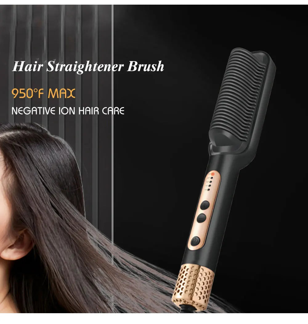 Heating Comb Straightener Hot Comb For Woman Magic Professional Electric Smoothing Hair Dryer Curler Straightener Brush 2 in 1