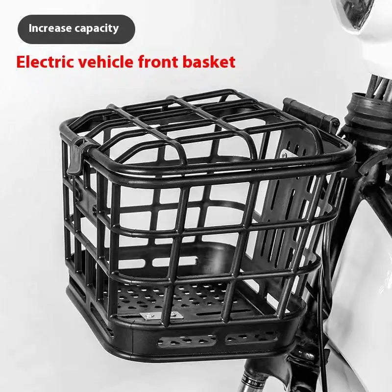 Durable Black PC Bike Basket with Lid; Front-Mounted, Anti-Extrusion for Electric Bikes