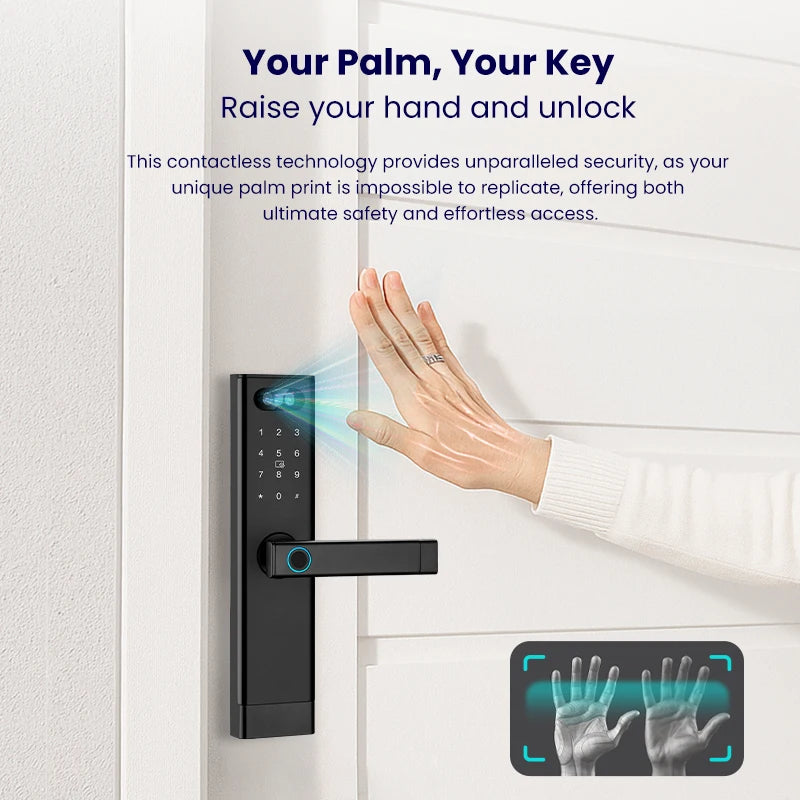 Facial Recognition Video call Automatic Door Lock TUYA Front Door Fingerprint Smart Lock Digit Camera Visible Inner Screen