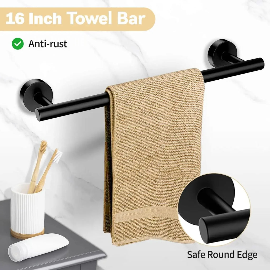 5-piece wall mounted hardware bathroom accessories, stainless steel towel bar, towel ring, toilet paper holder hook bathroom kit