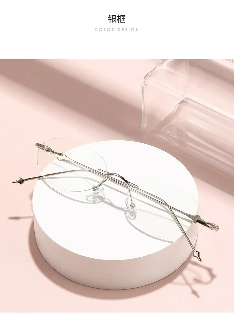 Small Oval Photochromic Myopia Glasses Women Men Fashionable Frameless Minus Diopter Glasses Trendy Outdoor Eyewear0-1.0-4.0