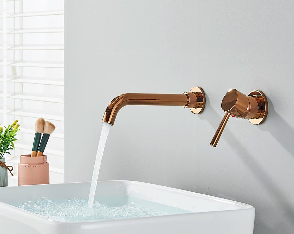 Brushed Gold/Black Basin Faucet Concealed Wall Mounted For Bathroom Faucets Bath Basin Sink Tap Bathtub Hot And Cold Water Mixer