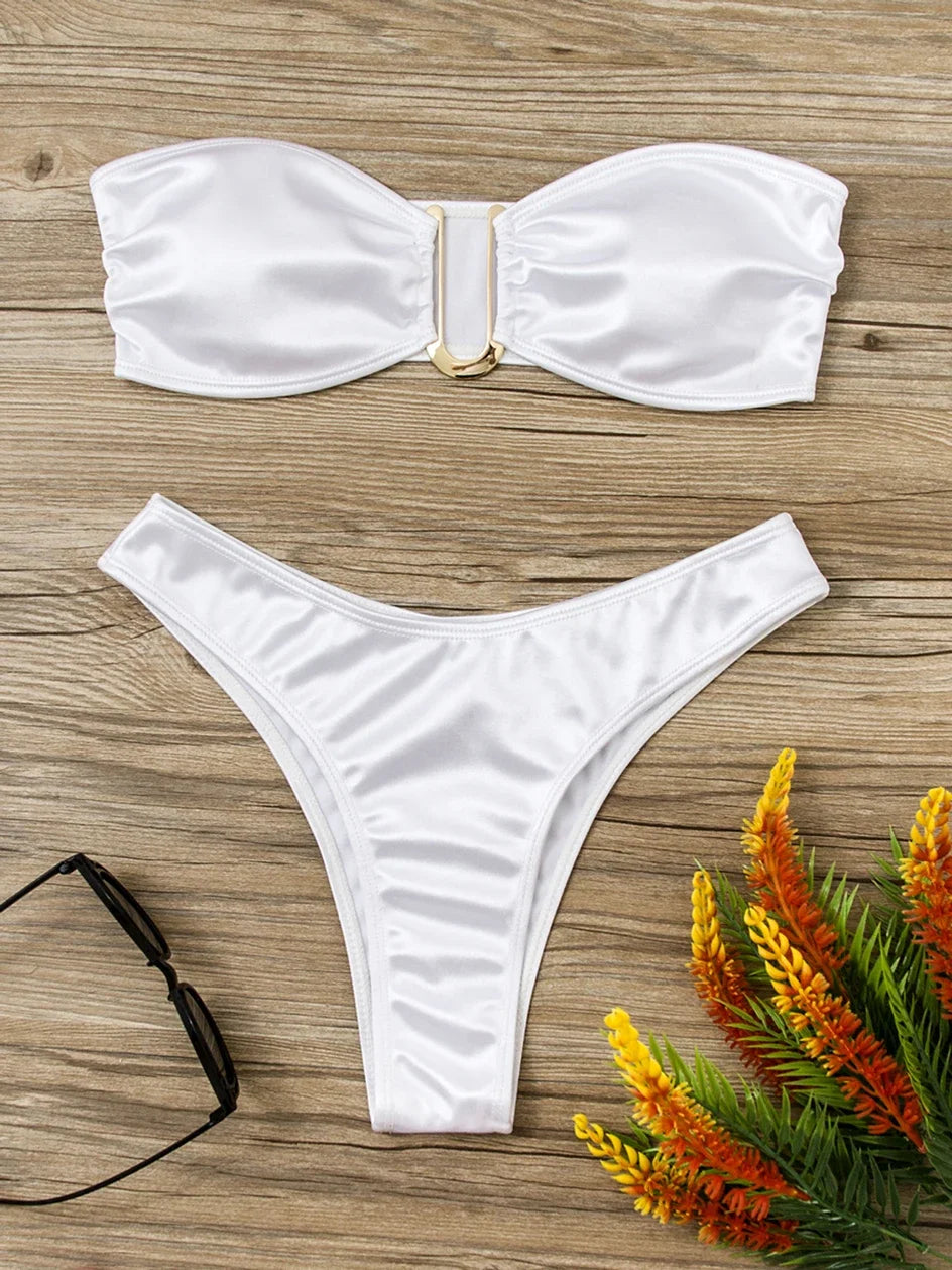 Bandeau Bikini Swimsuit Women 2026 Two-piece Swimwear Thong Bikinis Sets Female Bathing Suit Push Up Monokini Beach Wear Biquini