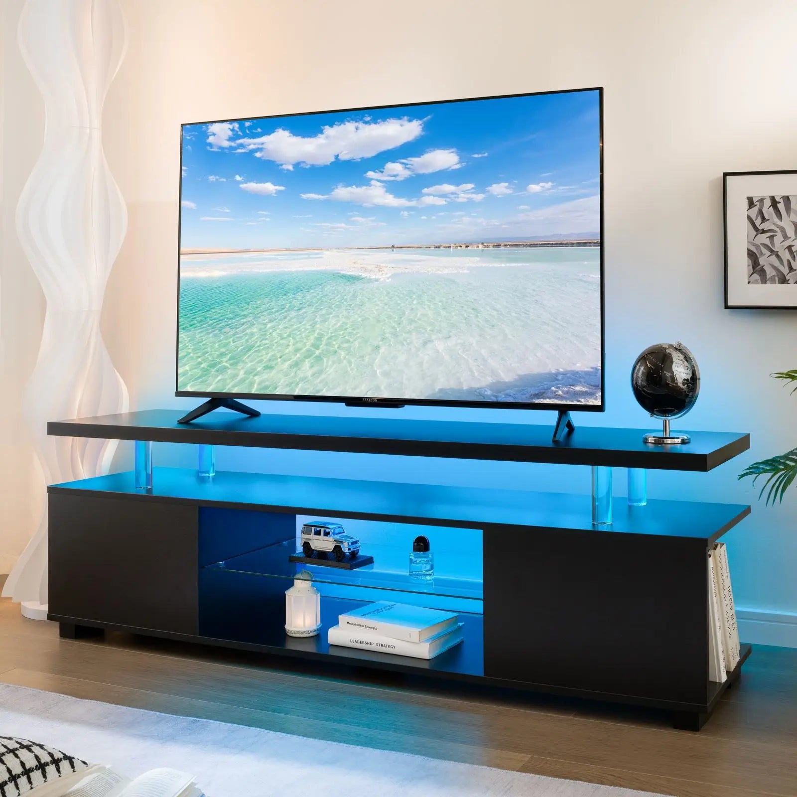 Cubehom TV Entertainment Center LED TV Stand, Gaming Center for 50 inch TV, Modern TV Stand with Storage, TV Console for Ga