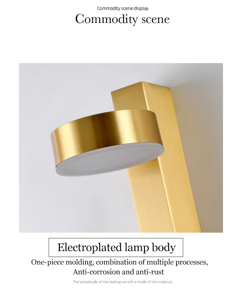 Modern Wall Lamps 360° Rotation Dimming Switch Wall Lights for Bedroom Study Room Decor Living Room Gold Black 12W