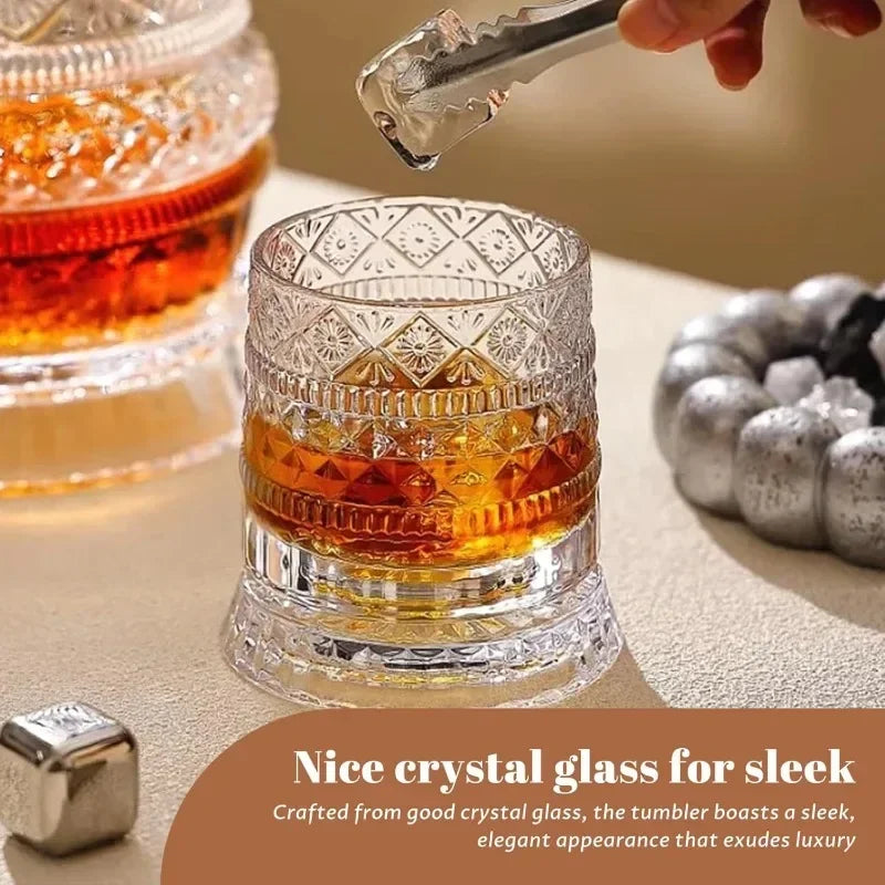 280ml Whiskey Glass The Crystal Rotates 360° White Wine and Cocktail Drinks Bar Party Cool Bar Accessories Unique Gift