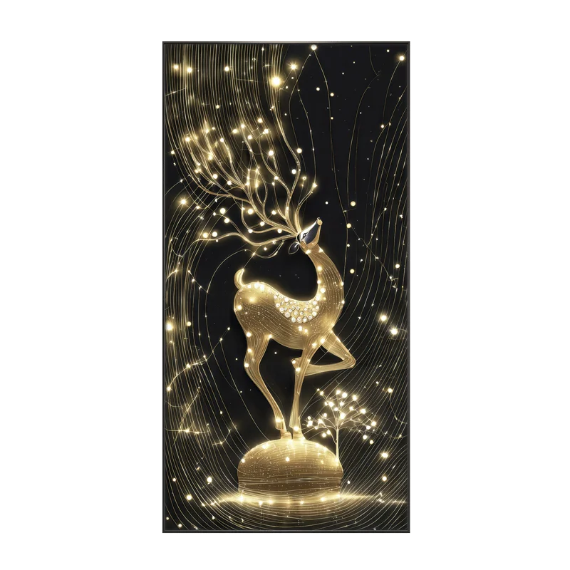 Light Luxury Deer Deer Wealth Making Entrance Led Decoration Painting Home Decoration Corridor Living Room Wall Painting Lights