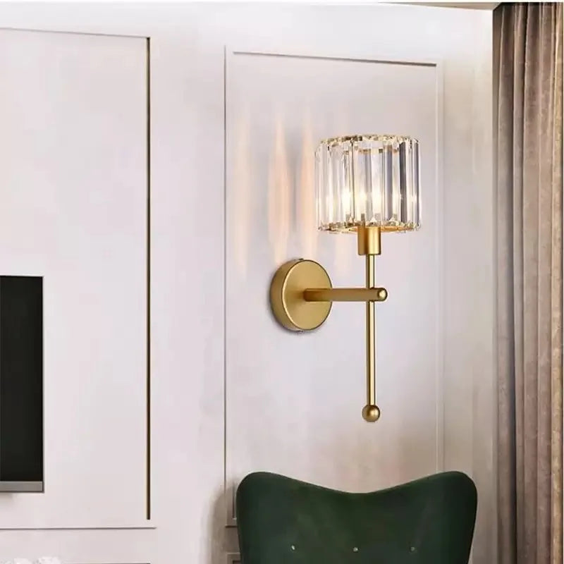 Modern LED wall light luxury transparent crystal wall light, no wiring and rechargeable, living room corridor lighting fixtures,