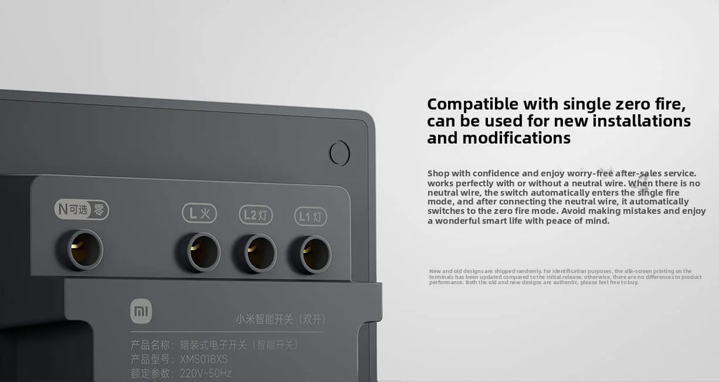 Xiaomi Smart Wall Switch Single Double Triple Key Dual Control Live&Neutral Line Work for Smart Light Mi home App