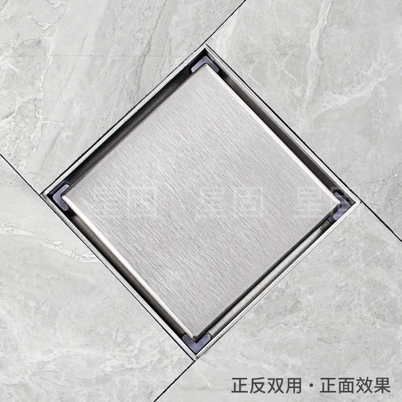stainless steel Brushed Gold Floor drain 10*10cm Shower Square Deodorization Type Bathroom Water Flow Tile Insert Drain