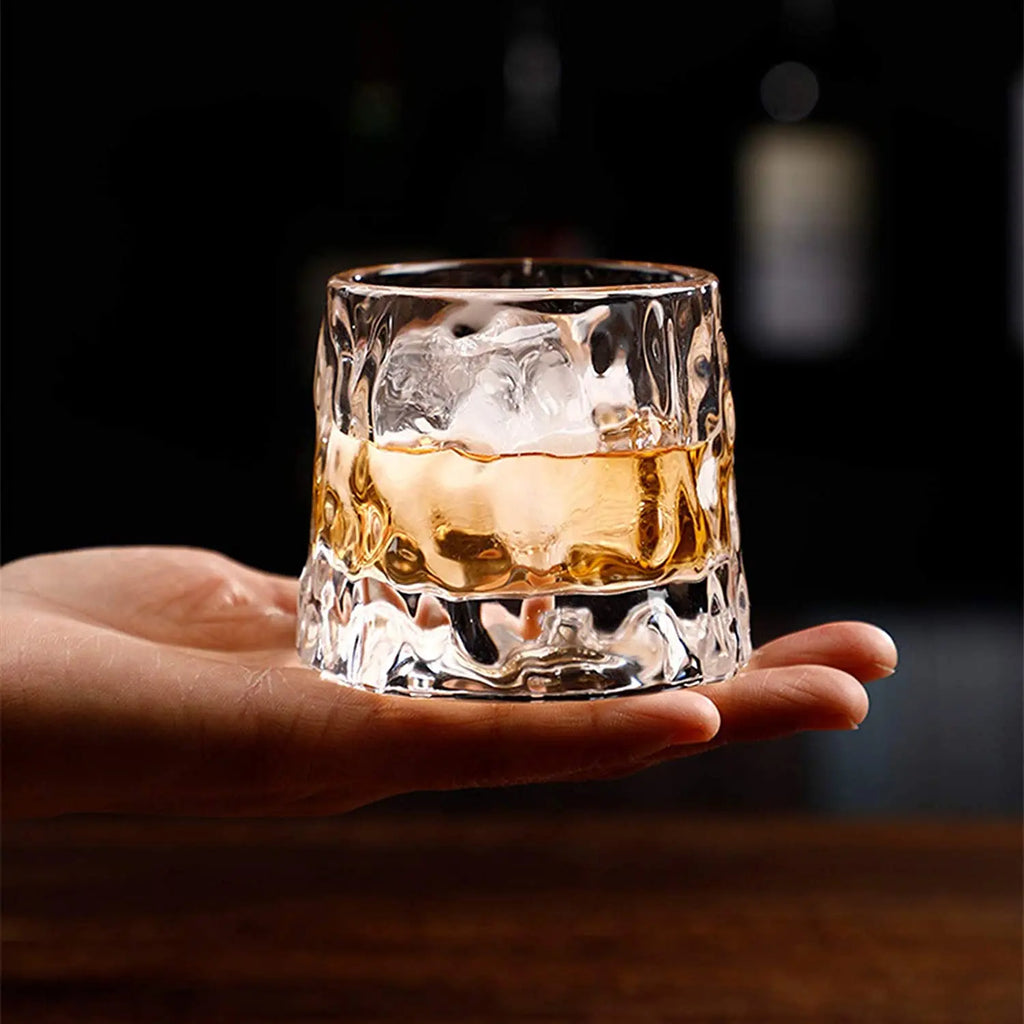 Crystal Whiskey Glasses Tumbler Rotatable Old Fashioned Glass Cup Juice Drink Coffee Wine Cup for Bar Home Christmas Gifts